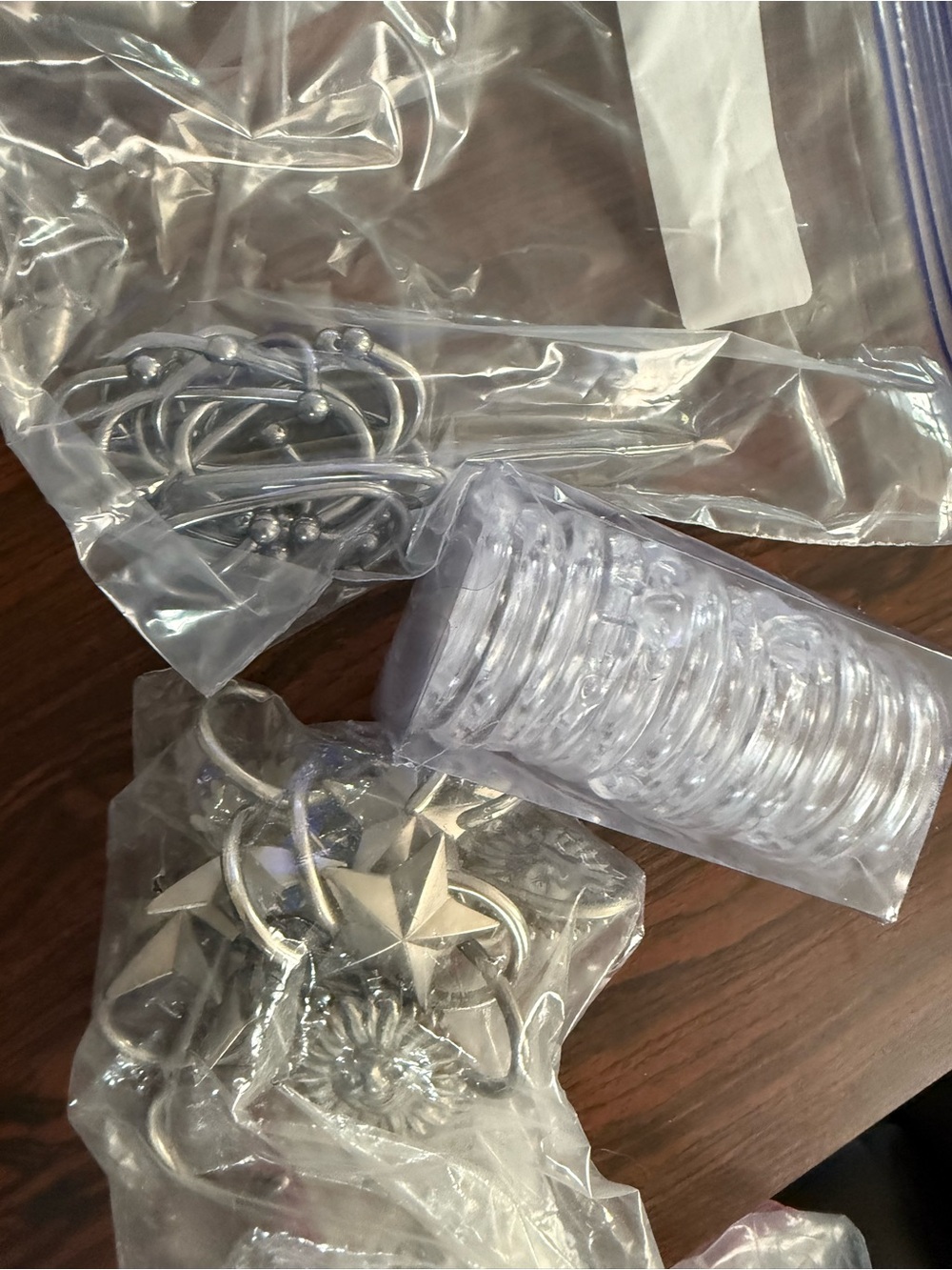 Silver Star & Ring Keychain Lot with Clear Plastic Rings
